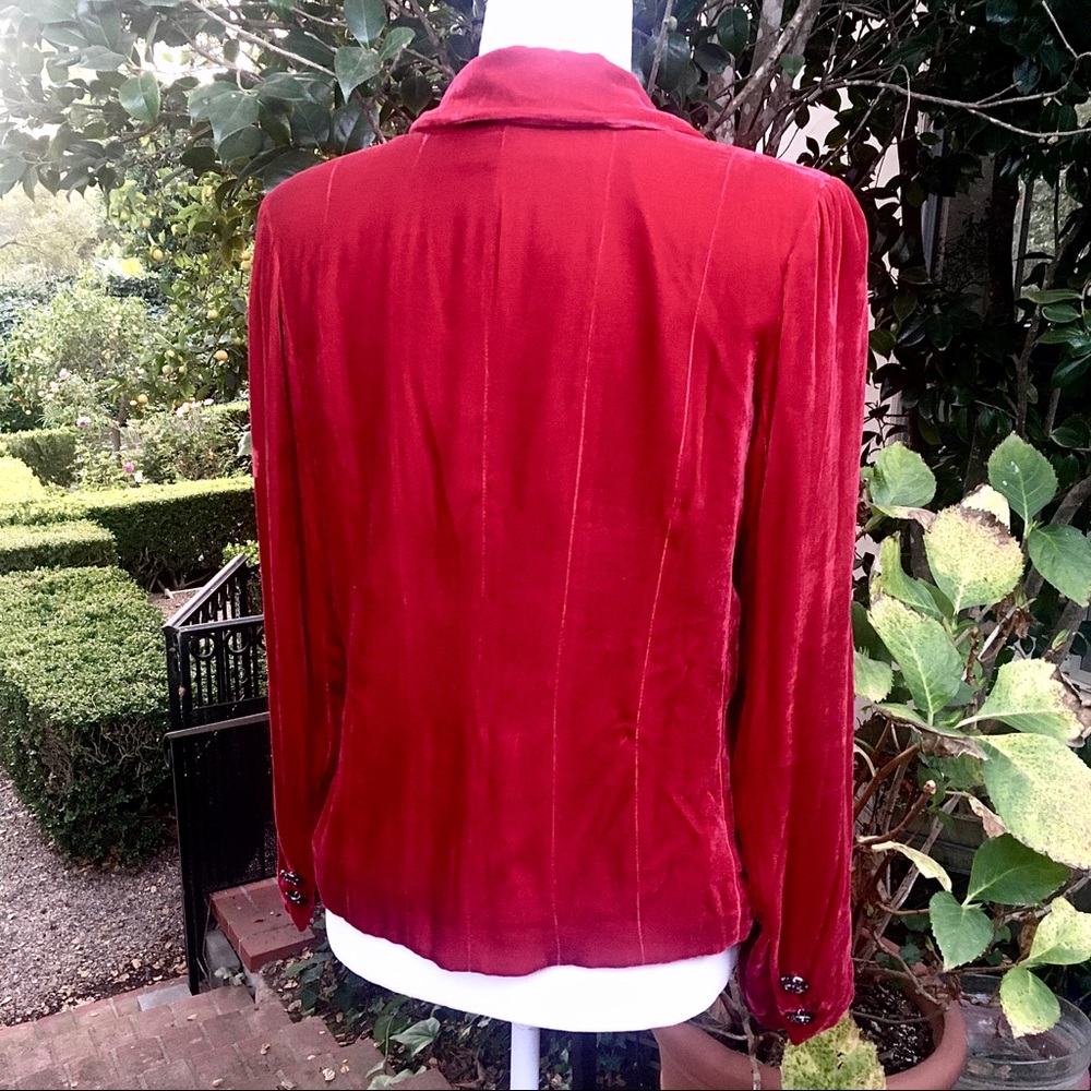 Vintage 1930s Red Silk Velvet Jacket Womens Small - Picture 8 of 12